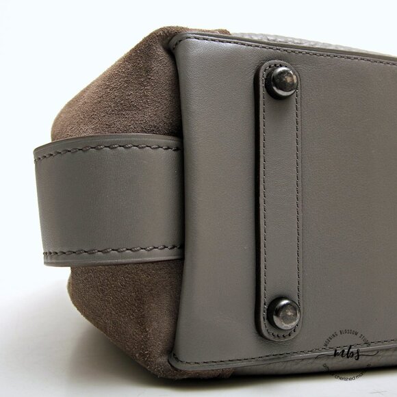 Coach Edie 42 Pebble Leather with Suede Sides Hobo Shoulder Bag Gray Tan - Picture 13 of 16